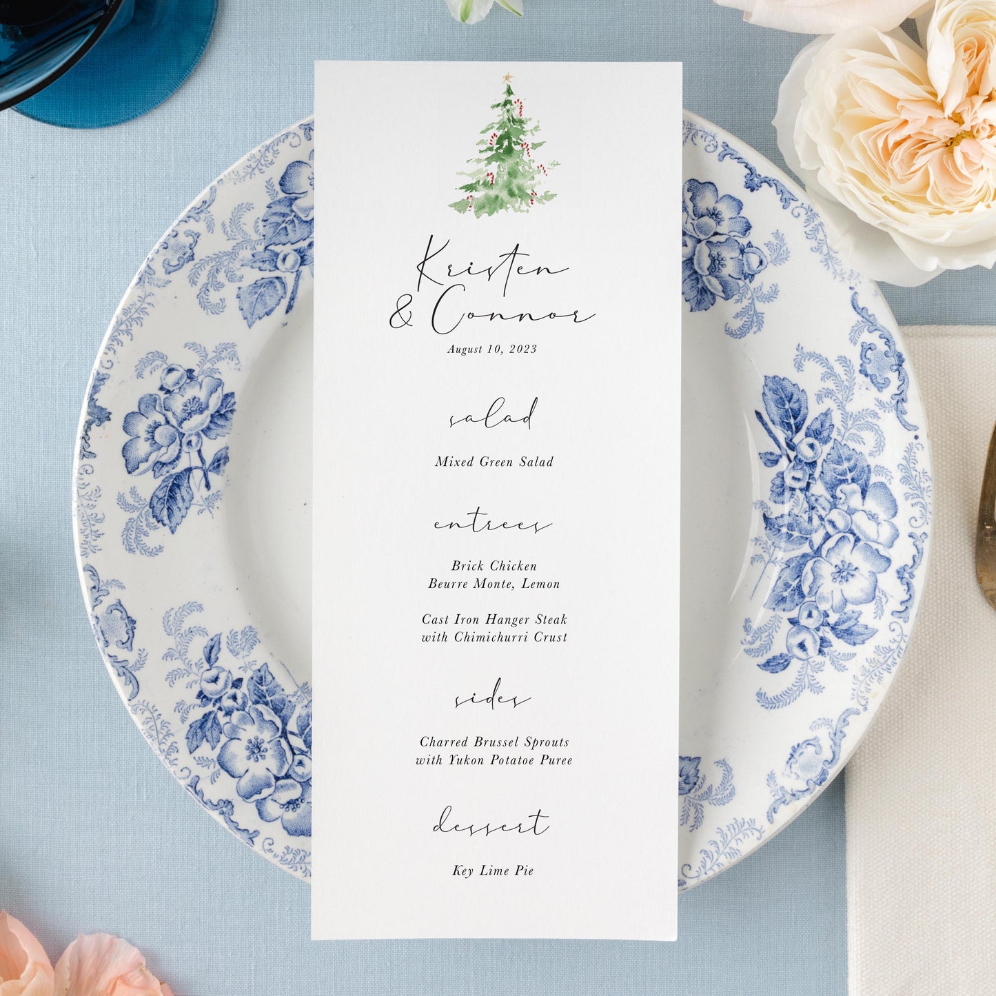 Formal Christmas Tree Menu | Set of 10 | Printed