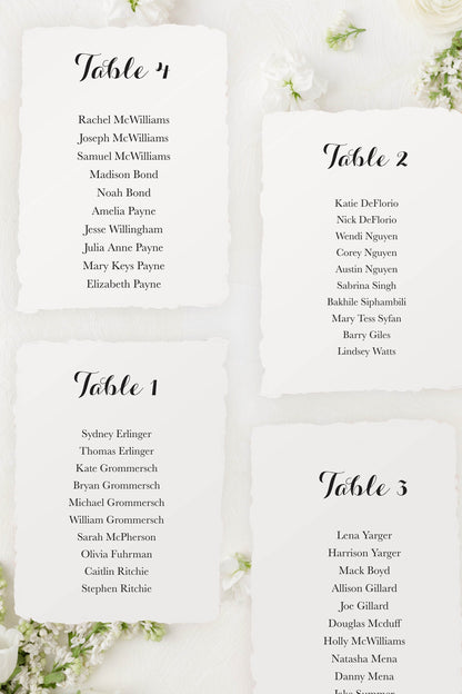 Handmade Paper Seating Chart Cards