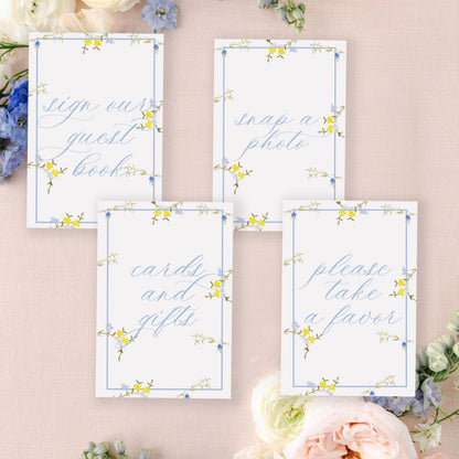 Blue and Yellow Floral Wedding Signs | Reserved | 5x7" or 8x10"