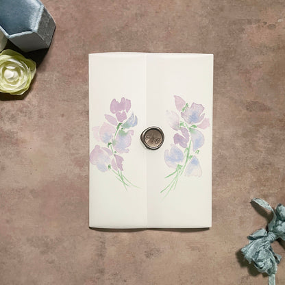 Purple Floral Vellum Wrap | A7 or A6 | Set of 10