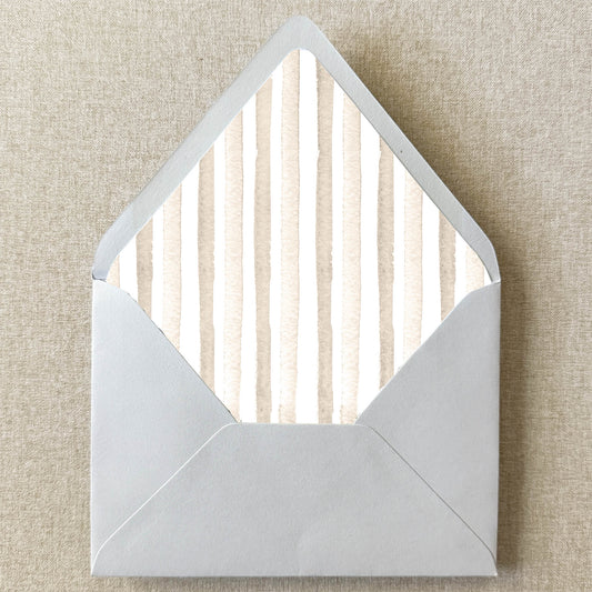 Neutral Beige Stripe Envelope Liner on linen background