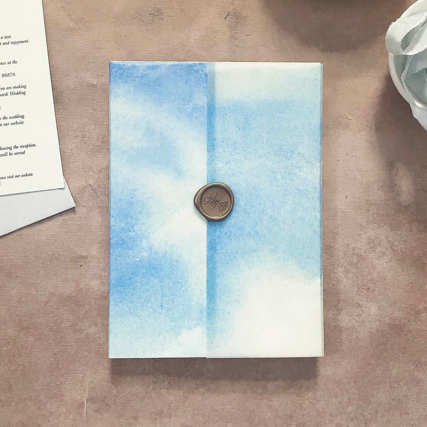 Blue Watercolor Vellum Wrap | A7 | Set of 10