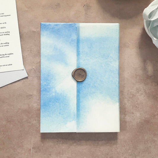 Blue Watercolor Vellum Wrap | A7 | Set of 10