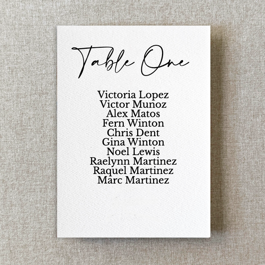 Modern Calligraphy Watercolor Paper Seating Chart Cards
