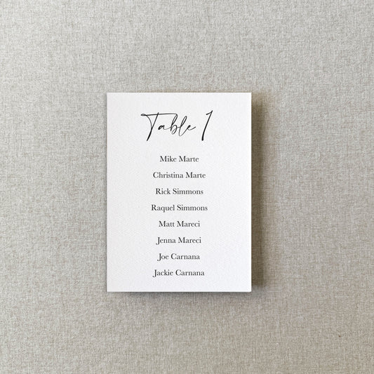 Watercolor Paper Seating Chart Cards | Printed