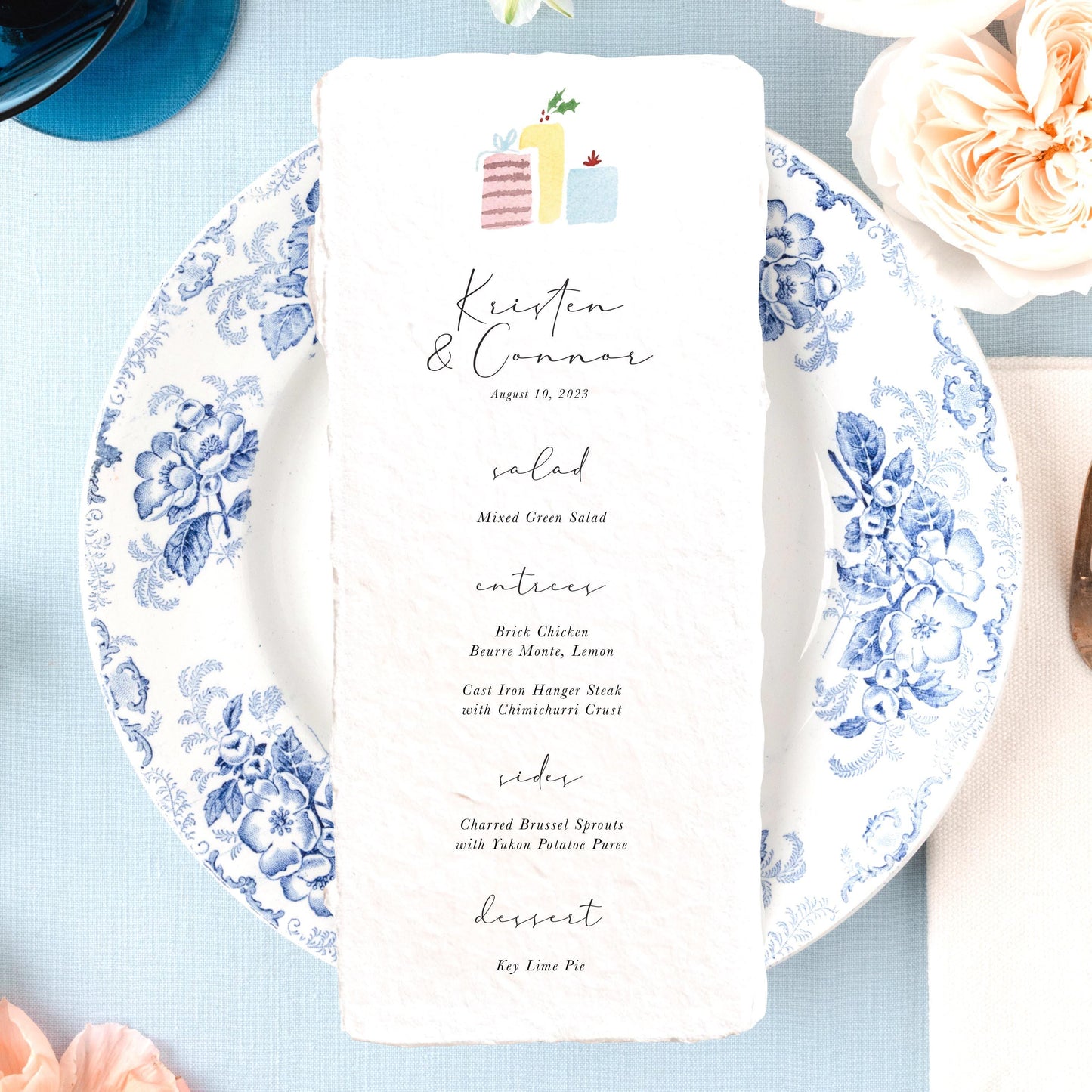 Present Dinner Menu | Set of 10 | Printed