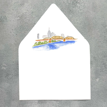 Nashville Tennessee Watercolor Euroflap Envelope Liner | Set of 10 | For 5x7” invitations