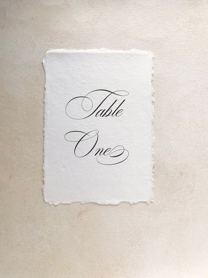 Elegant Calligraphy Table Numbers | Handmade Paper
