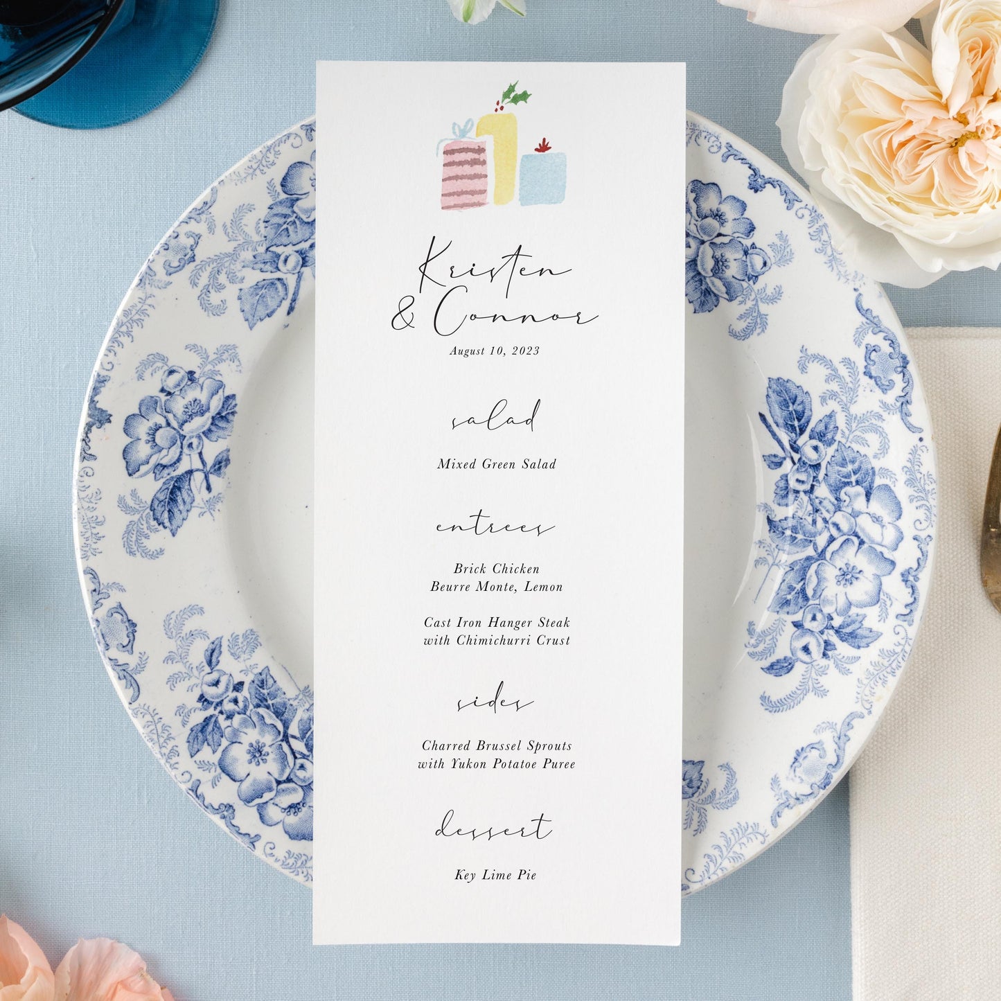 Present Dinner Menu | Set of 10 | Printed