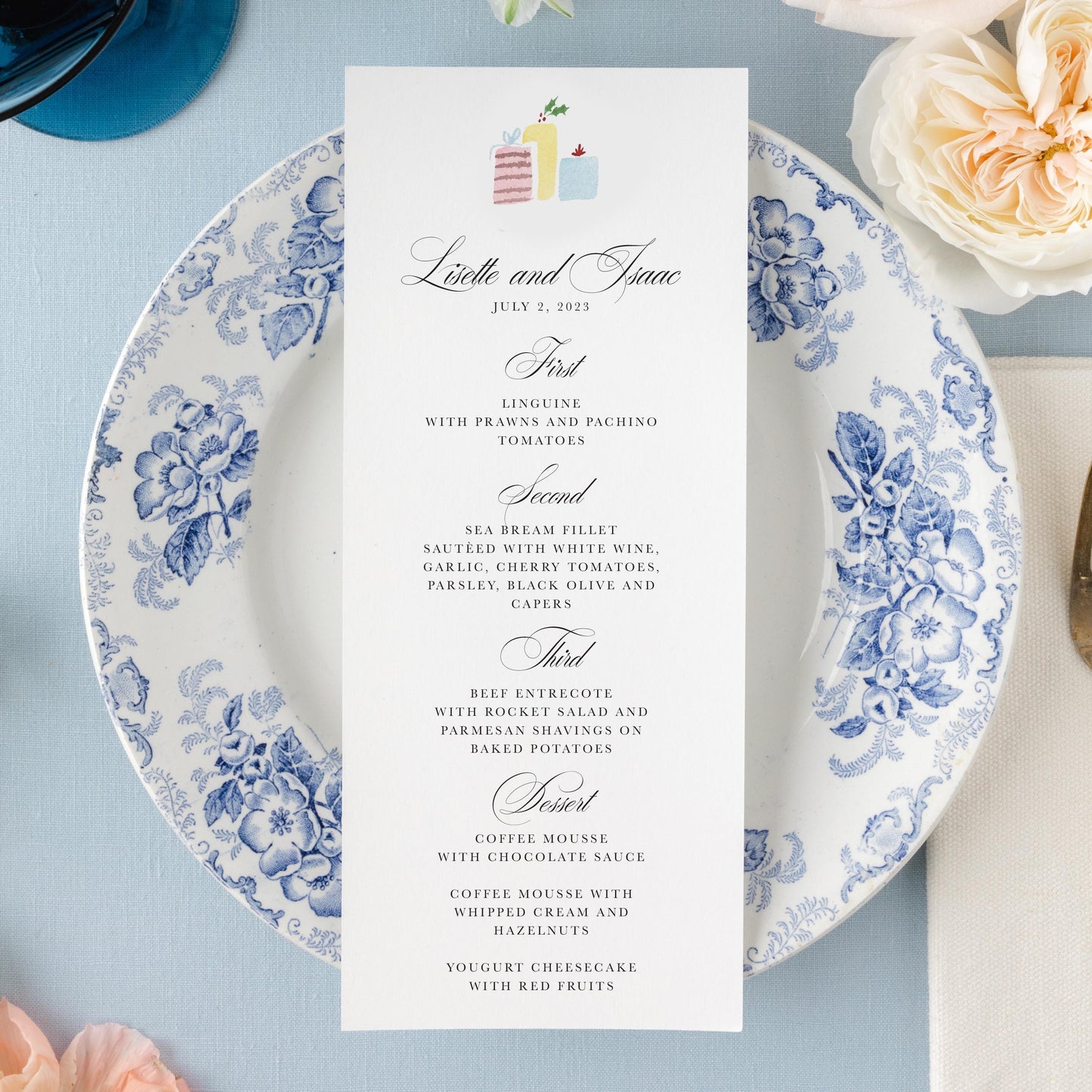 Present Dinner Menu | Set of 10 | Printed