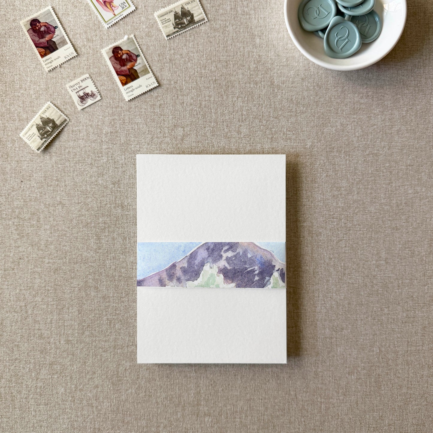 Mountain Watercolor Vellum Belly Band | Set of 10