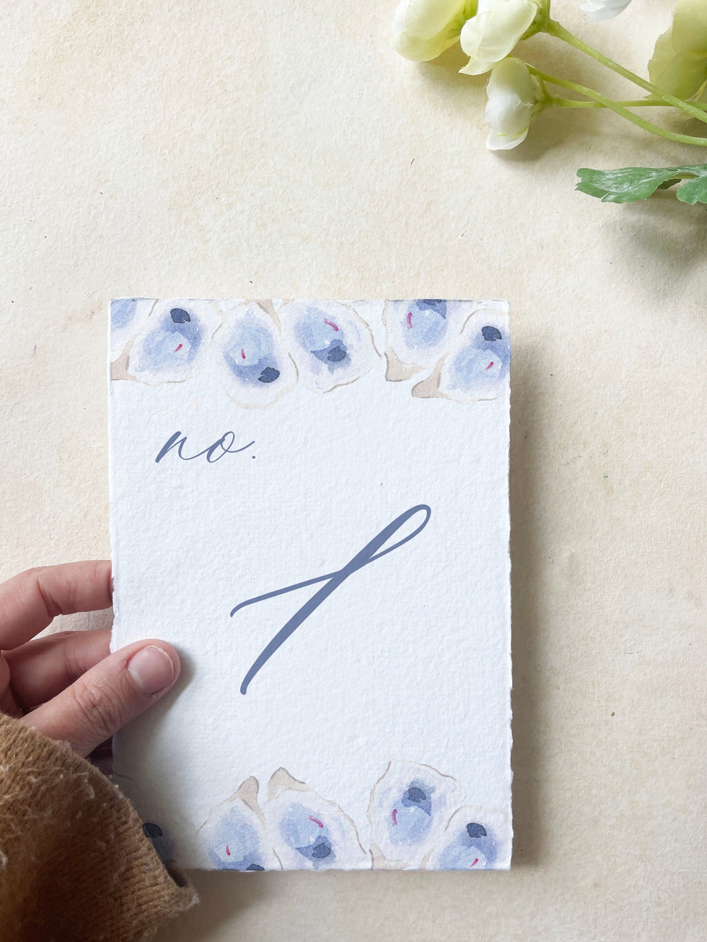 Oyster Watercolor Table Numbers | Handmade Paper