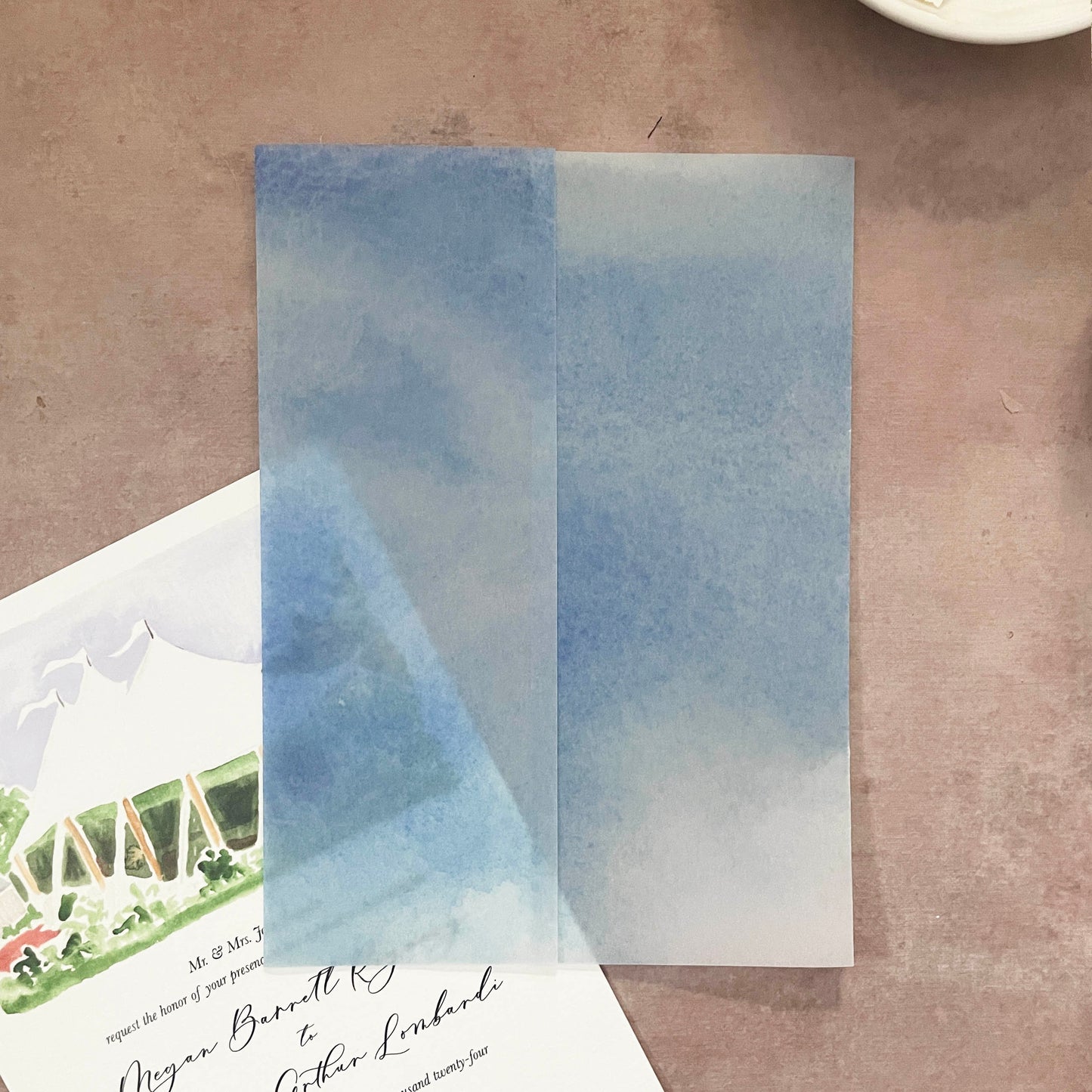 Blue Watercolor Vellum Wrap | A7 | Set of 10