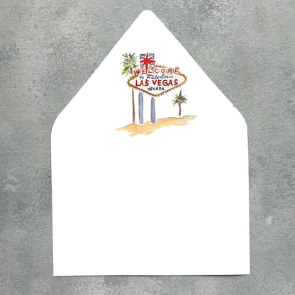 Las Vegas Nevada Watercolor Euroflap Envelope Liner | Set of 10 | For 5x7” invitations