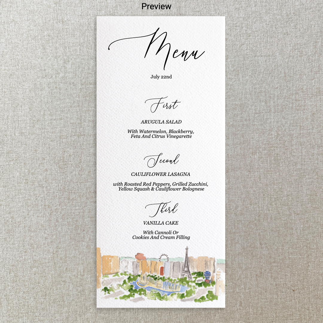 Las Vegas Watercolor Menu