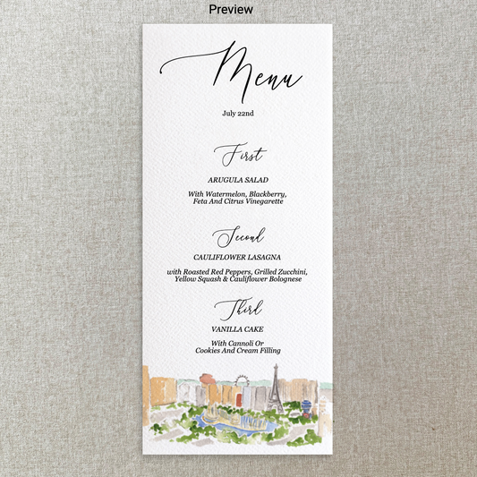 Las Vegas Watercolor Menu