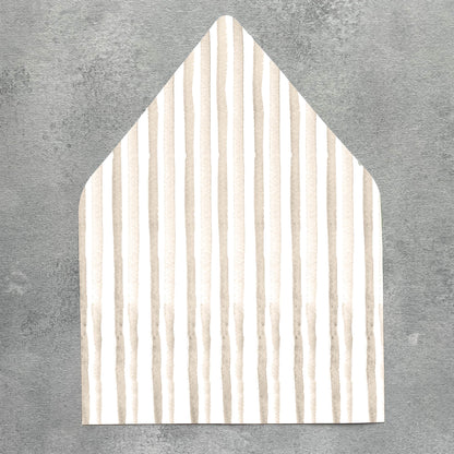 Neutral Beige Stripe Envelope Liner | Set of 10 | For 5x7” Invitations