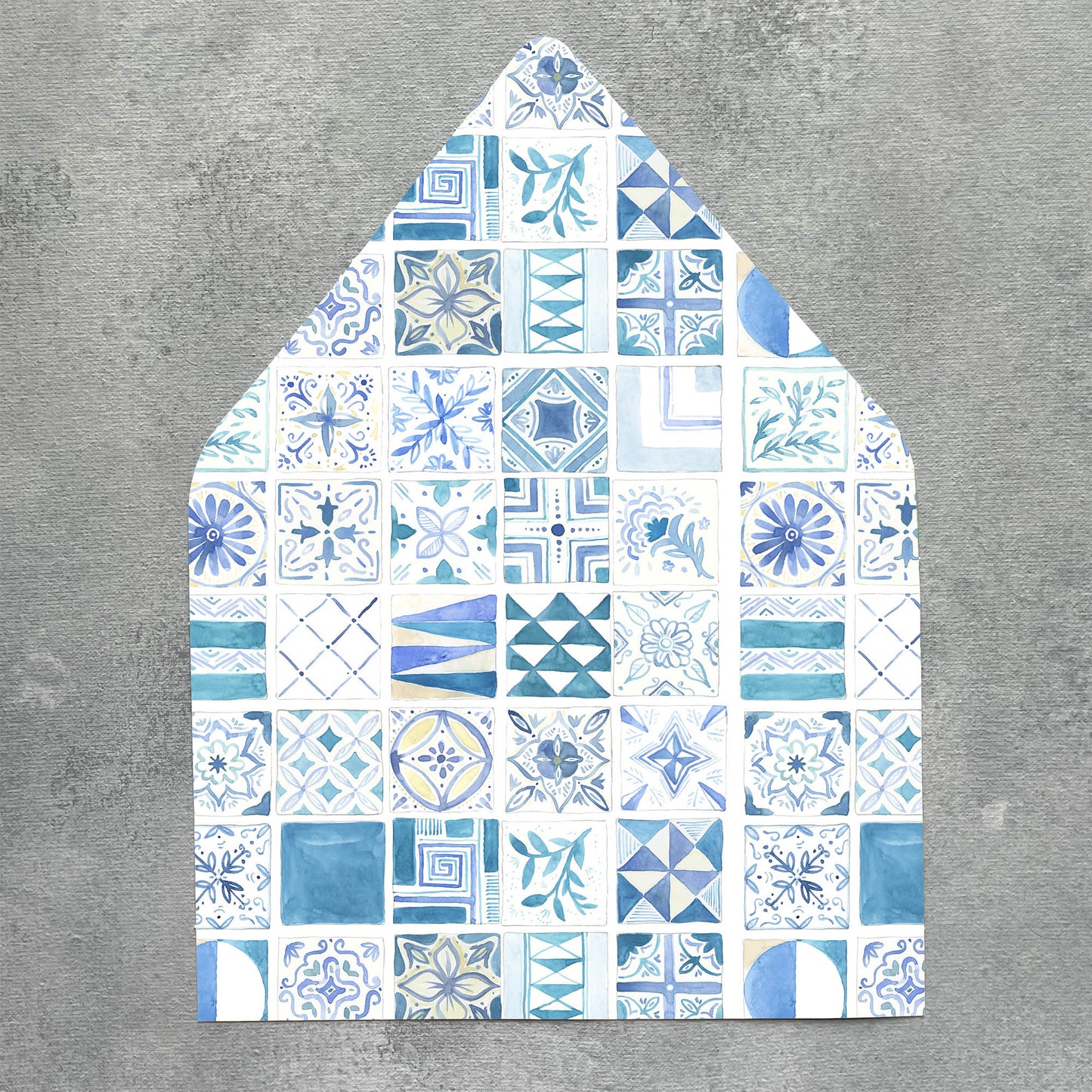 Blue Mexican Mediterranean Tile Envelope Liner | Set of 10 | For 5x7” Invitations