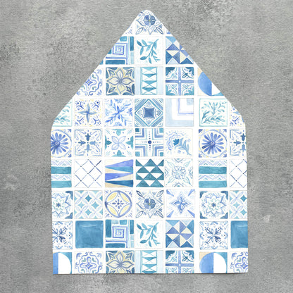 Blue Mexican Mediterranean Tile Envelope Liner | Set of 10 | For 5x7” Invitations