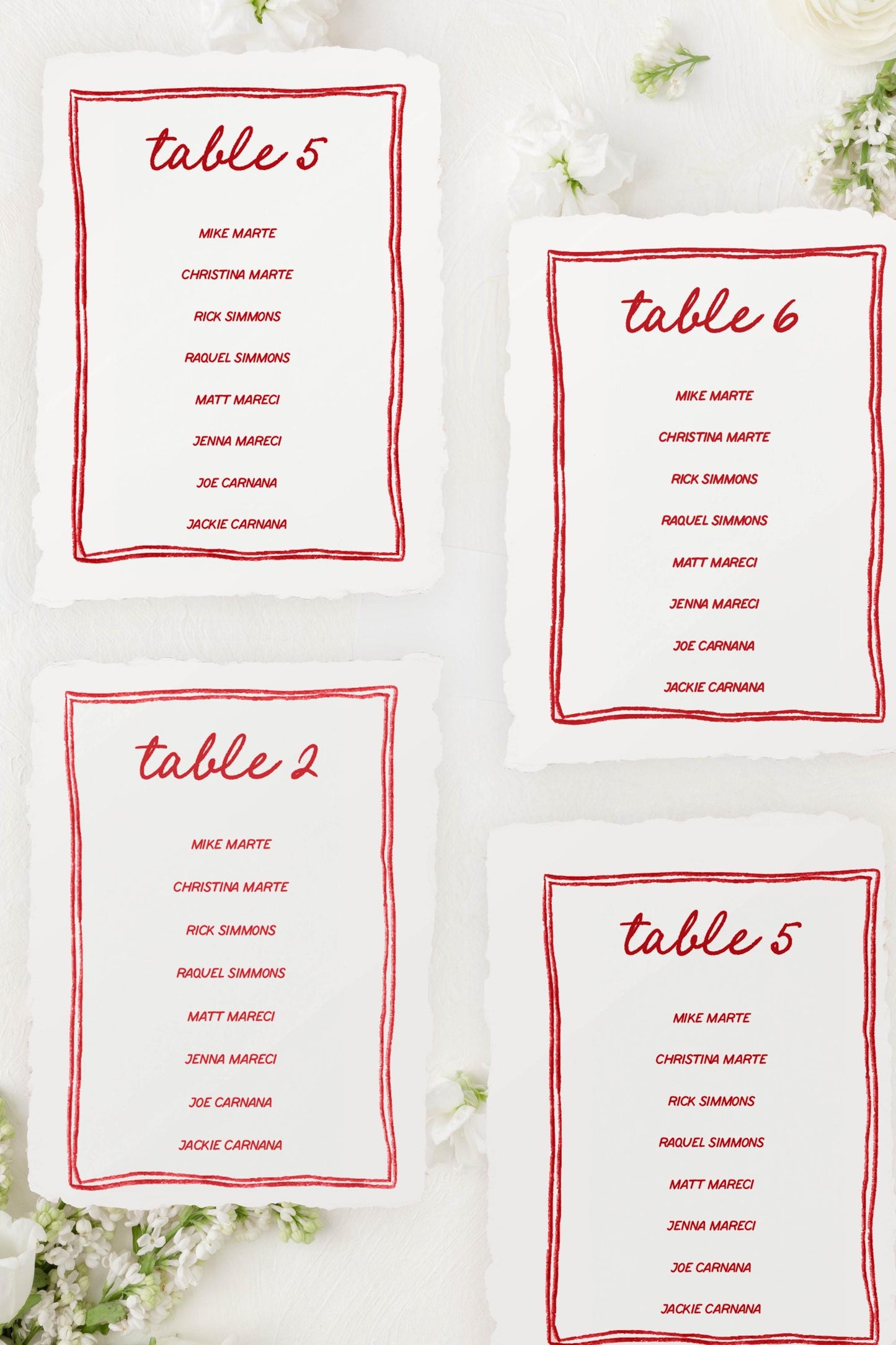 Blue Handmade Paper Seating Chart Cards | Printed