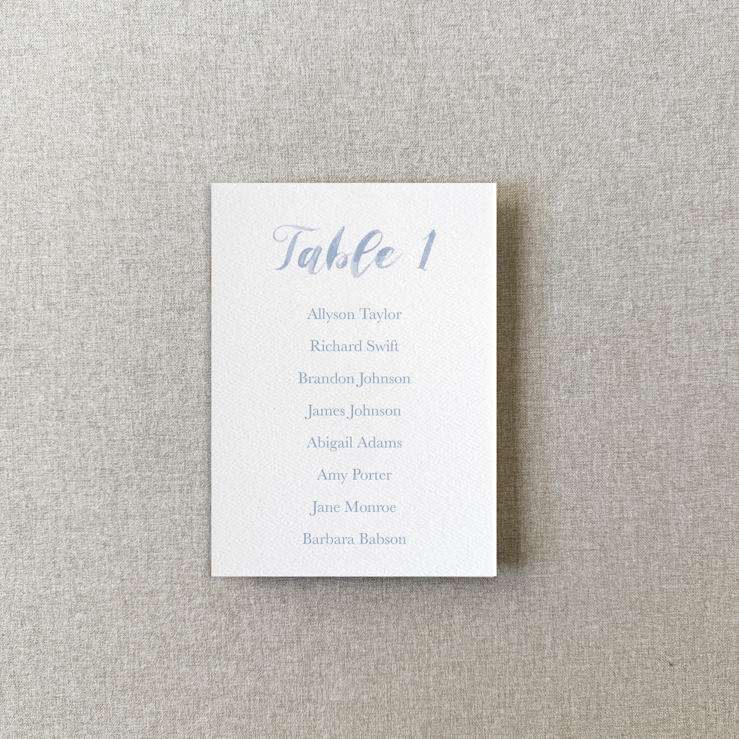 Dusty Blue Watercolor Paper Seating Chart Cards | Printed