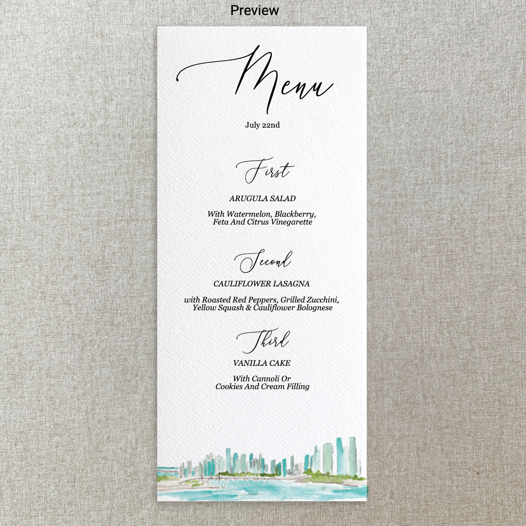 Miami Watercolor Menu
