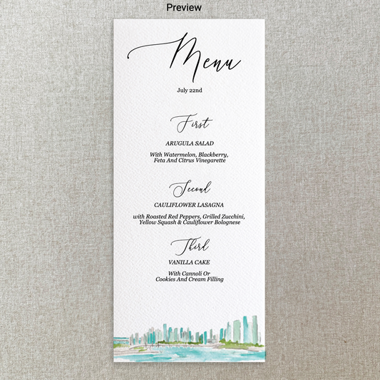Miami Watercolor Menu