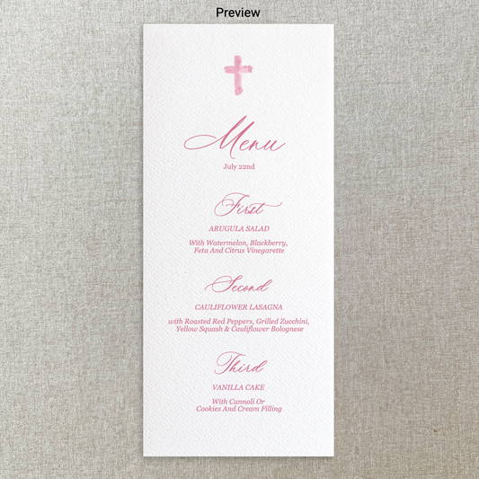 Pink Baptism Menu