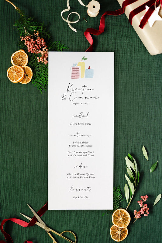 Present Dinner Menu | Set of 10 | Printed