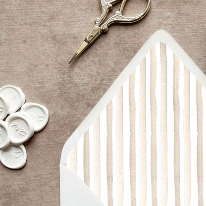 Neutral Beige Stripe Envelope Liner | Set of 10 | For 5x7” Invitations