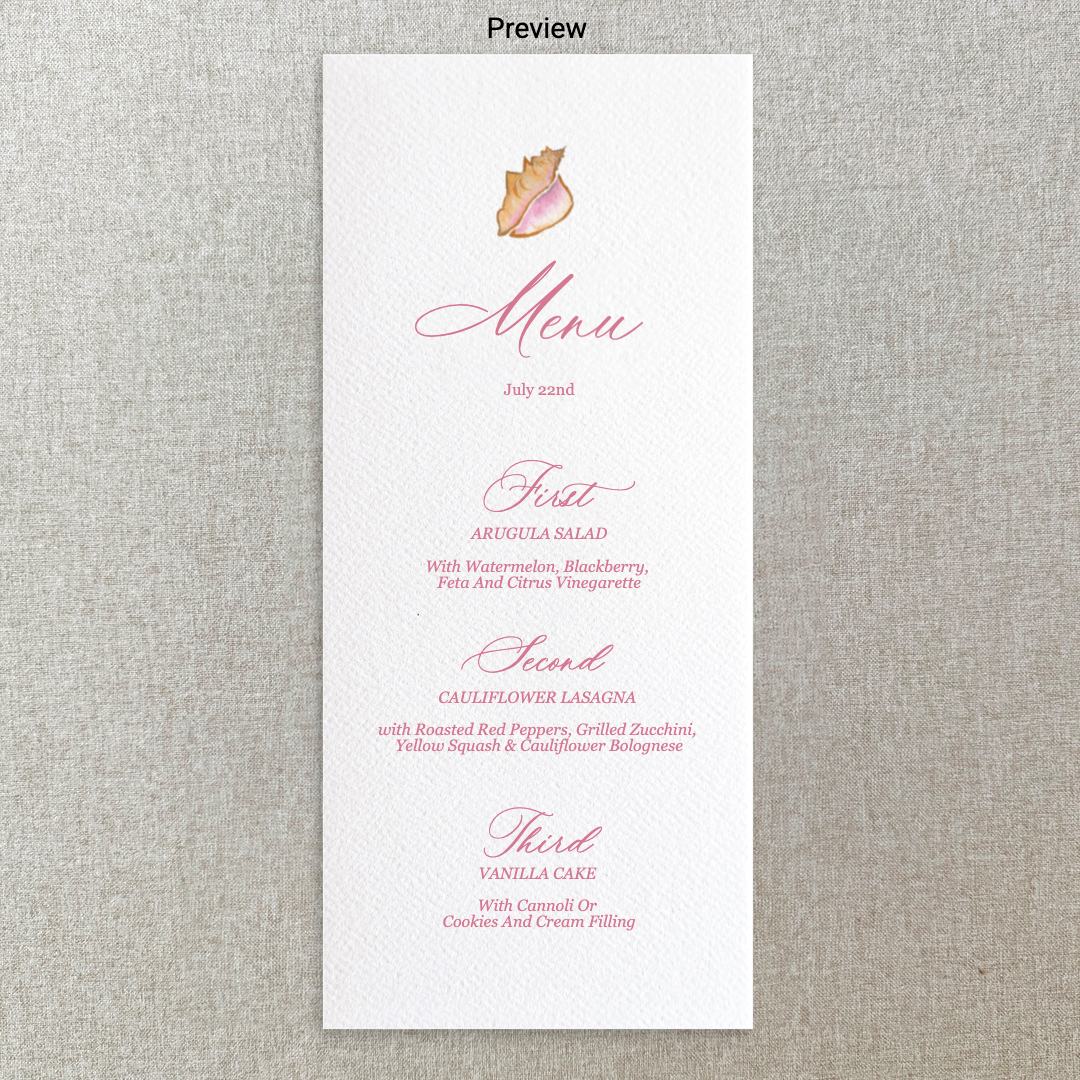 Sea Shell Menu