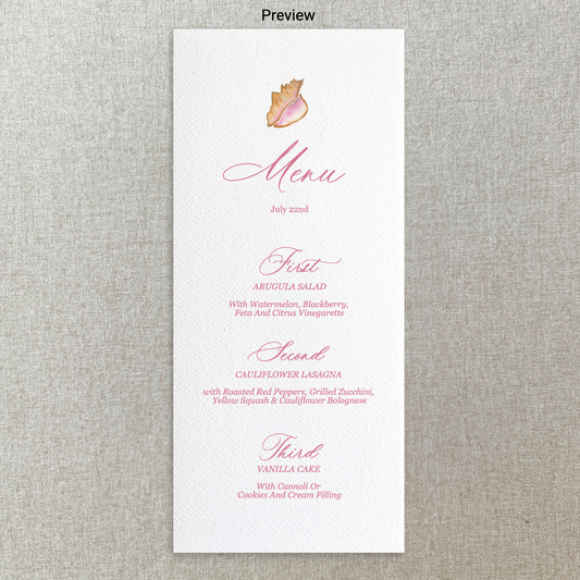Sea Shell Menu