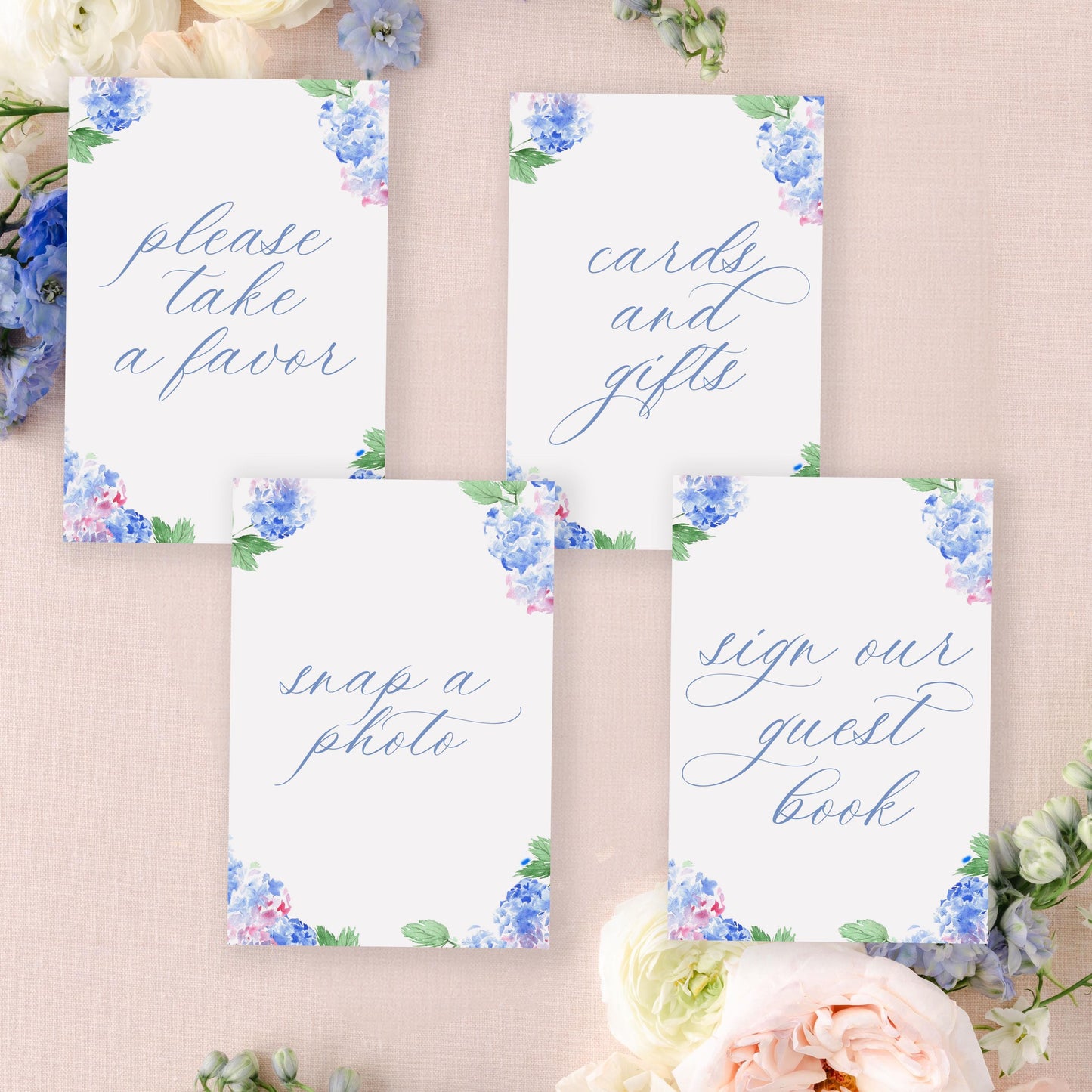 Hydrangea Wedding Signs | Favor Sign | 5x7" or 8x10"