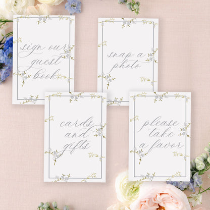 Grey Floral Wedding Signs | Your Custom Text | 5x7" or 8x10"