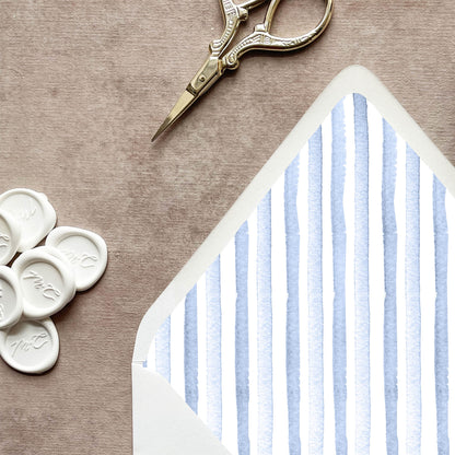 Dusty Blue Stripe Envelope Liner | Set of 10 | For 5x7” Invitations