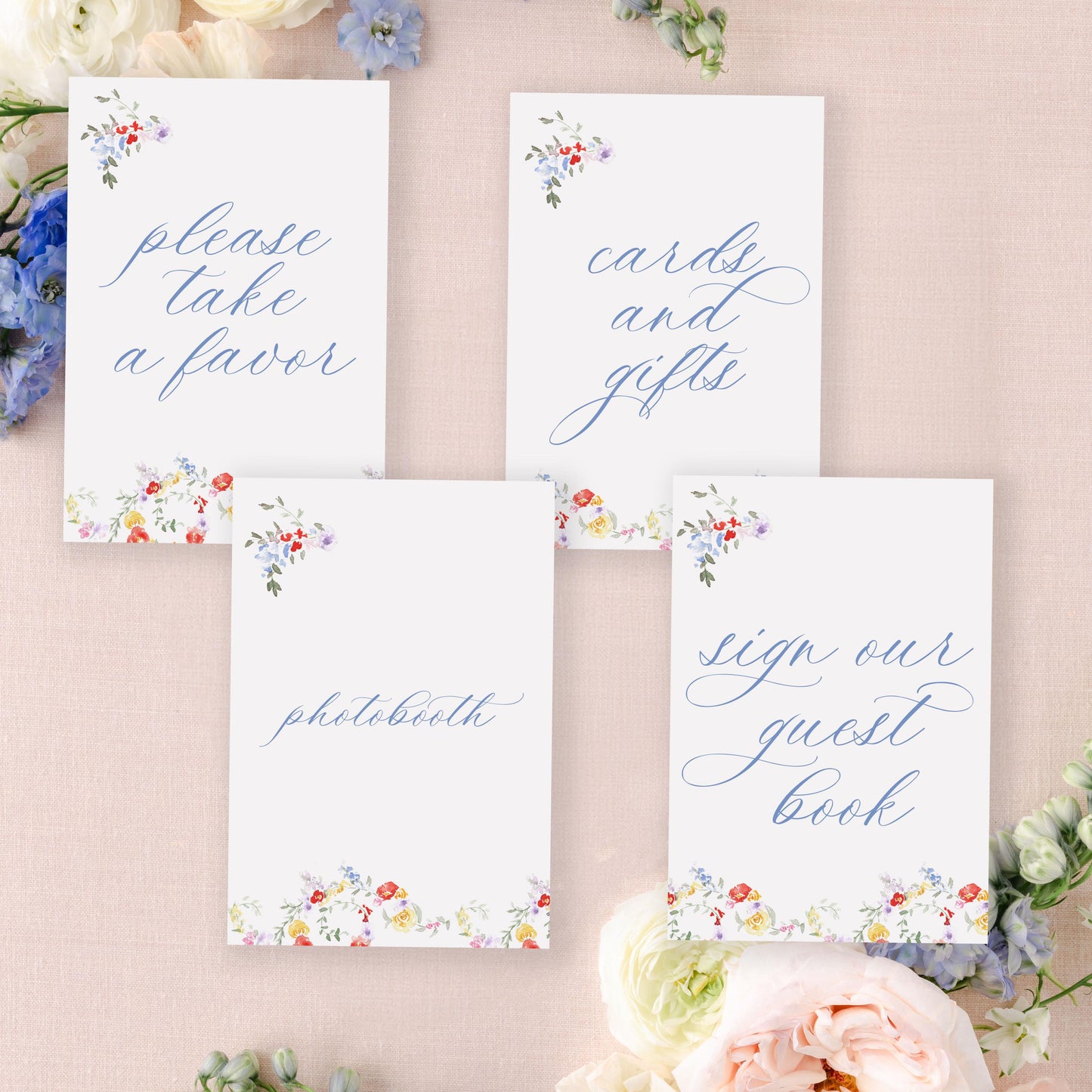 Bright Floral Wedding Signs | Photobooth | 8x10" or 5x7"