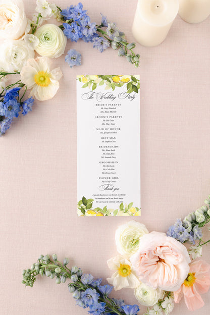 Semi-custom Watercolor Paper Wedding Program | Set of 10 | Printed