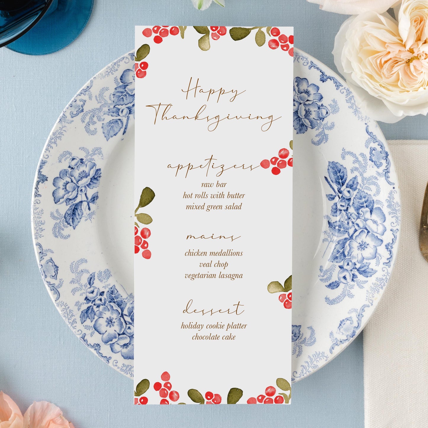 Thanksgiving Dinner Menu | Set of 10 | Printed