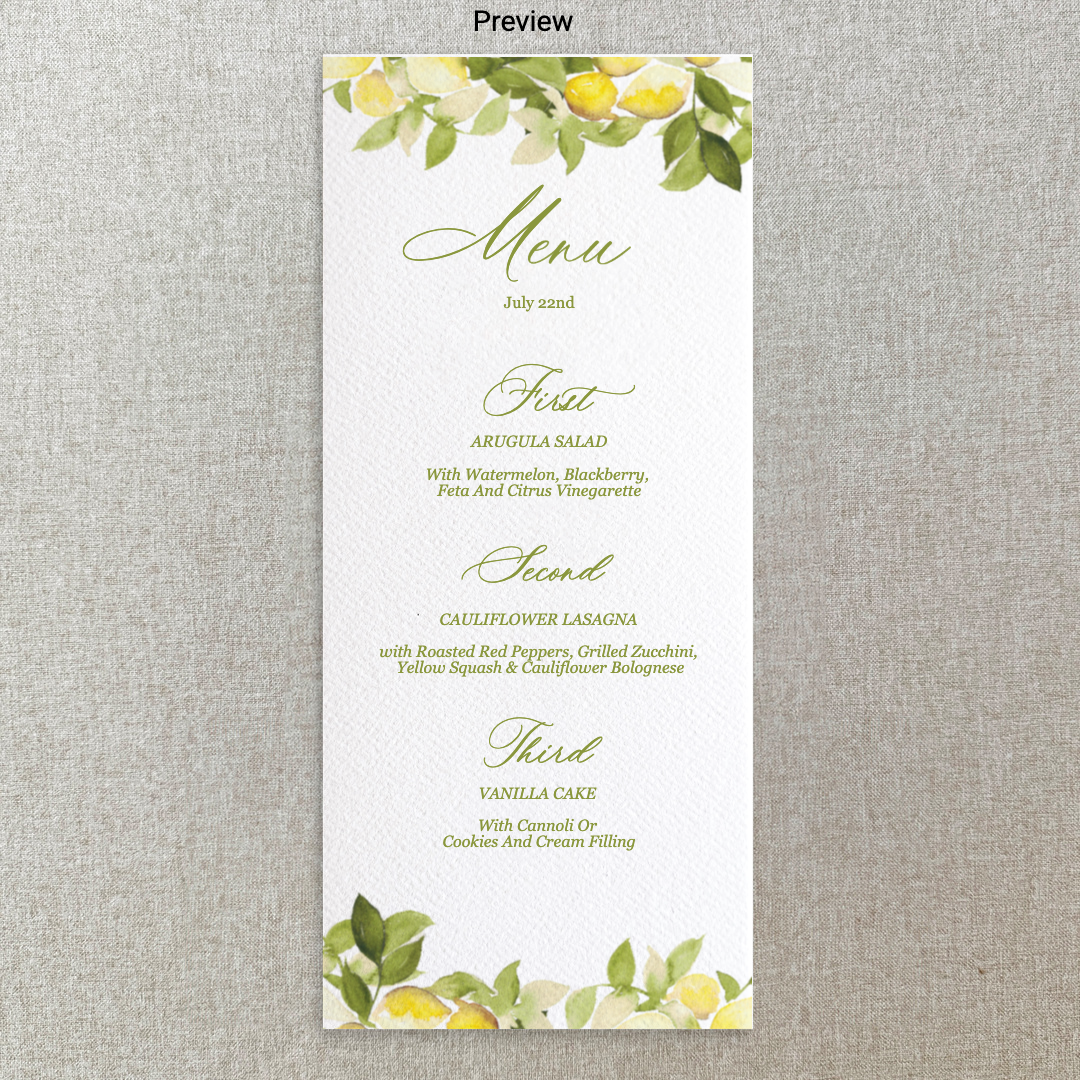 Lemon Menu