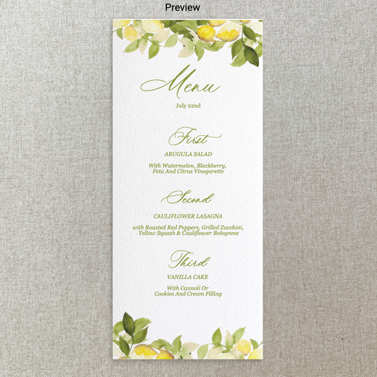 Lemon Menu