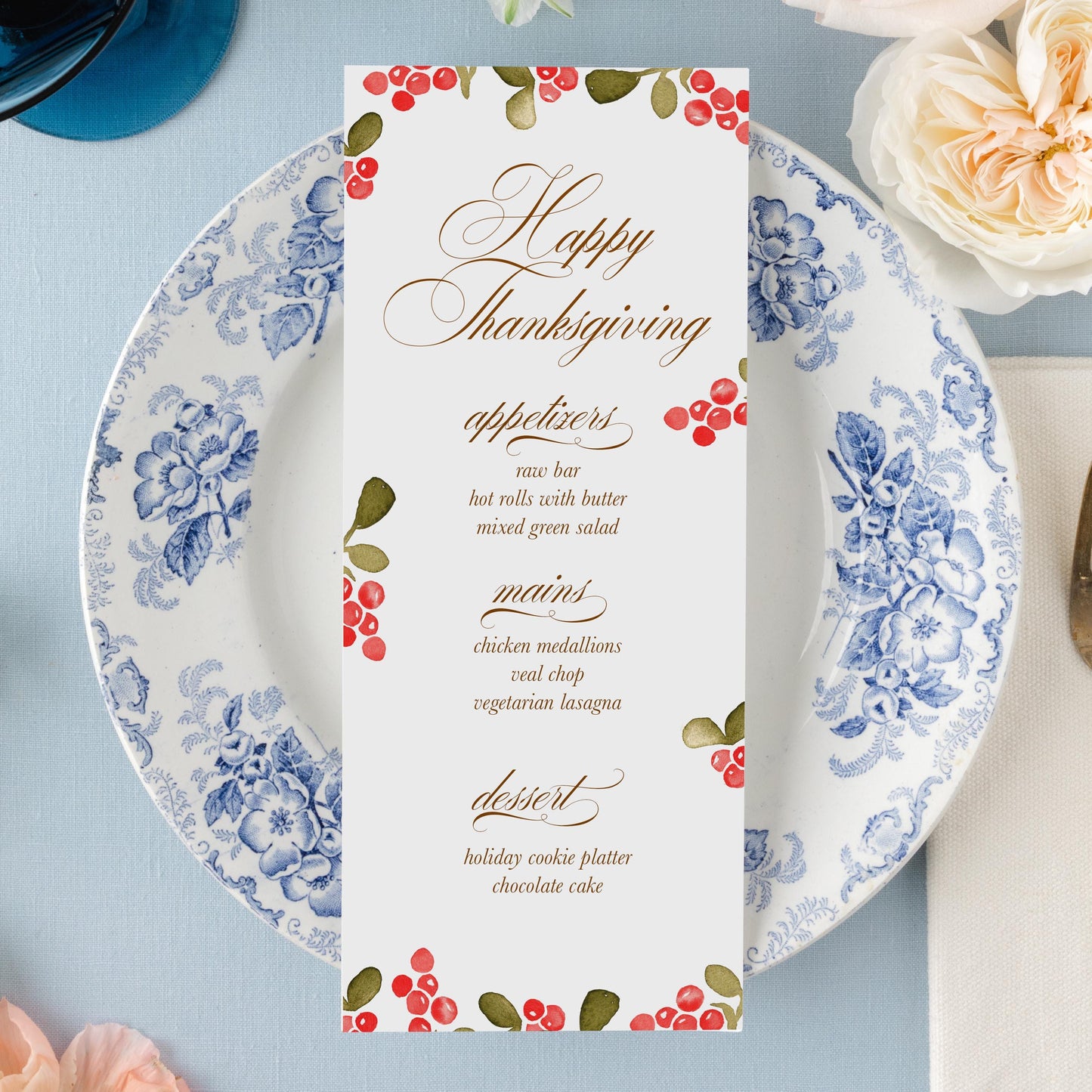 Thanksgiving Dinner Menu | Set of 10 | Printed