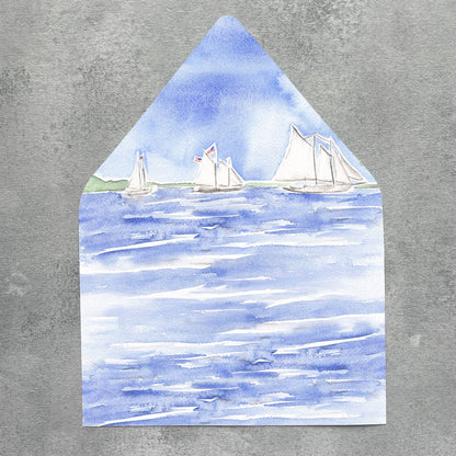 Coastal Sailboats Envelope Liner | Set of 10 | For 5x7” Invitations