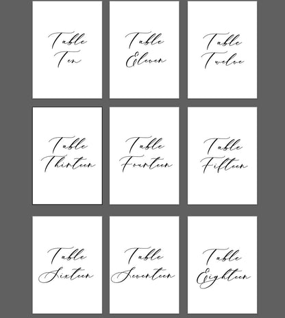 Modern Calligraphy Table Numbers | Watercolor Paper