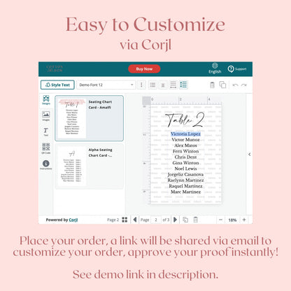 Blue Whimsical Doodle Seating Chart Cards | Printed | 1