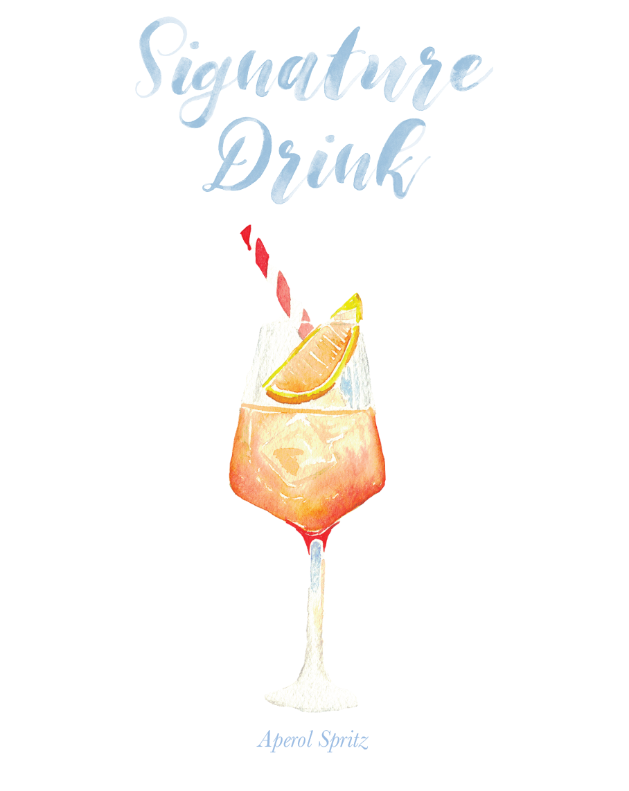 Custom Watercolor Cocktail Sign With Custom Cocktail Paintings