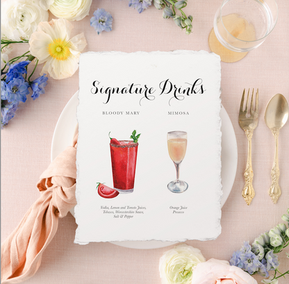 Semi-custom Watercolor Cocktail Sign - Handmade Paper With Watercolor Font