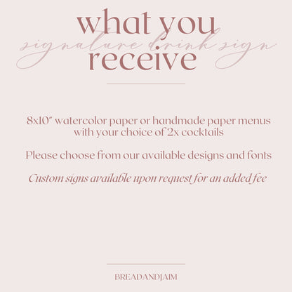Semi-custom Holiday Signature Drink Menu