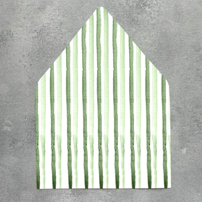 Sage Green Stripe Envelope Liner | Set of 10 | For 5x7” Invitations