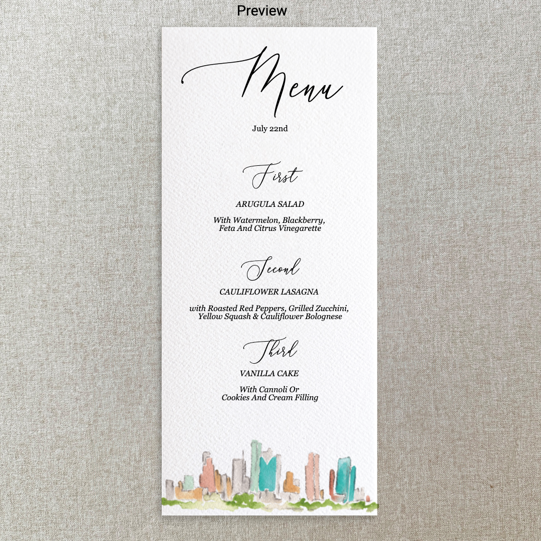 Houston Watercolor Menu