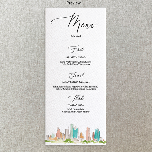 Houston Watercolor Menu